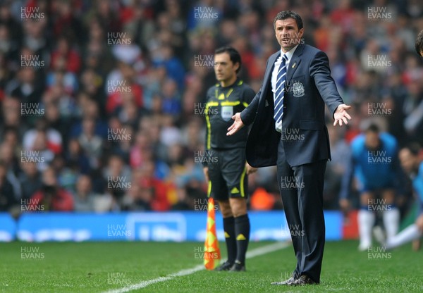 26.03.11 - Wales v England - Euro 2012 Qualifier - Wales manager Gary Speed shows his frustration. 