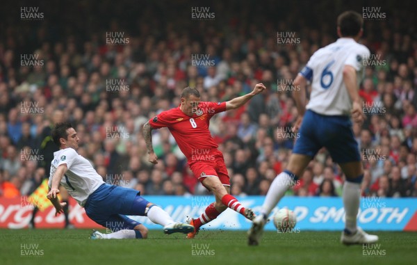 26.03.11 - Wales v England, UEFA Euro 2012 Qualifier -  Wales' Craig Bellemy tests the English defence 