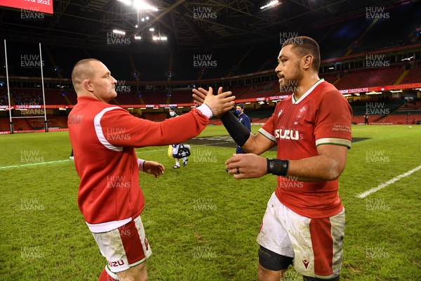 270221 - Wales v England - Guinness Six Nations - Ken Owens and Taulupe Faletau of Wales at the end of the game