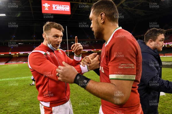 270221 - Wales v England - Guinness Six Nations - Dan Biggar and Taulupe Faletau of Wales at the end of the game