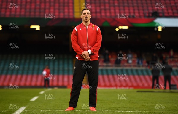 270221 - Wales v England - Guinness Six Nations - George North of Wales during the anthems