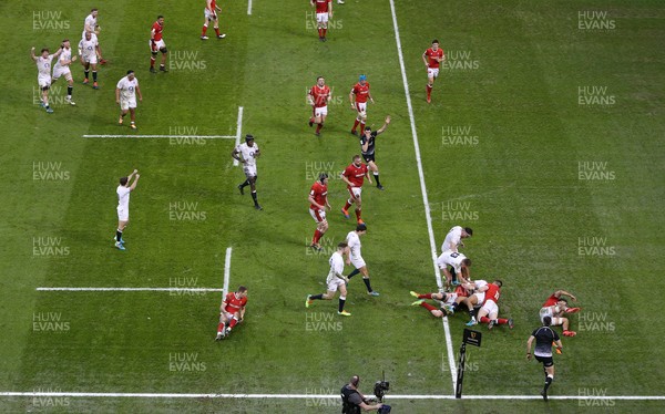 270221 - Wales v England - Guinness 6 Nations - Anthony Watson of England scores a try