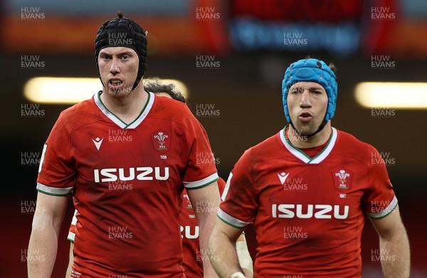 270221 - Wales v England - Guinness 6 Nations - Adam Beard and Justin Tipuric of Wales