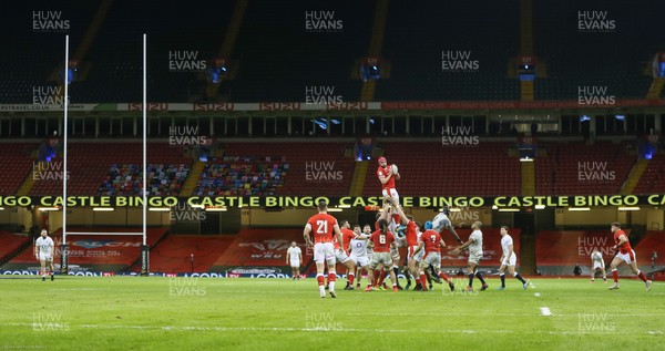 270221 - Wales v England, Guinness 2021 Six Nations Championship - Cory Hill of Wales takes line out ball