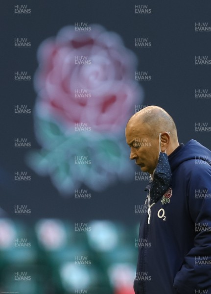 270221 - Wales v England, Guinness 2021 Six Nations Championship - England head coach Eddie Jones before the start of the match