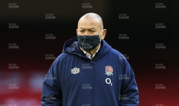 270221 - Wales v England, Guinness 2021 Six Nations Championship - England head coach Eddie Jones before the start of the match