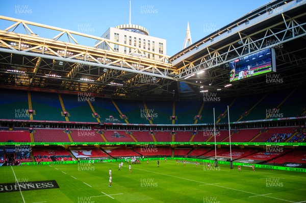 270221 - Wales v England - Guinness Six Nations - A general view of Principality Stadium during play