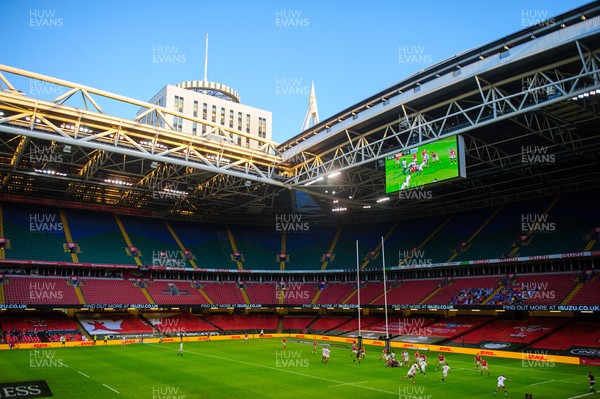 270221 - Wales v England - Guinness Six Nations - A general view of Principality Stadium during play