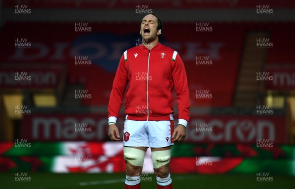 281120 - Wales v England - Autumn Nations Cup - Alun Wyn Jones of Wales during anthems