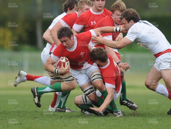 26.04.09 - Under 18 Six Nations Rugby -  Wales  England -  Wales' Ben Thomas is brought down 