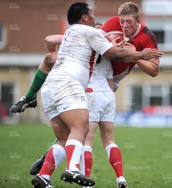 26.04.09 - Under 18 Six Nations Rugby -  Wales  England -  Wales' Lloyd Peers is held 
