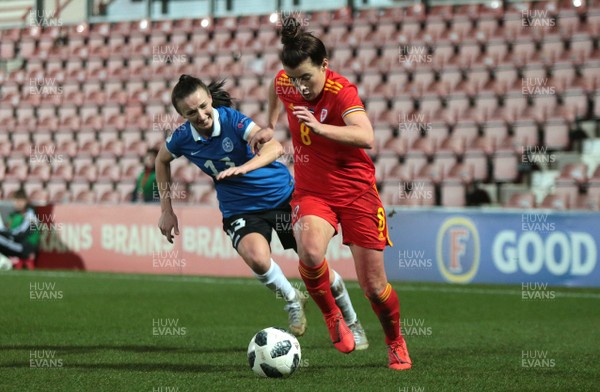 060320 - Wales v Estonia - Women's International Friendly - Kristina Bannikova taken on by Angharad James of Wales
