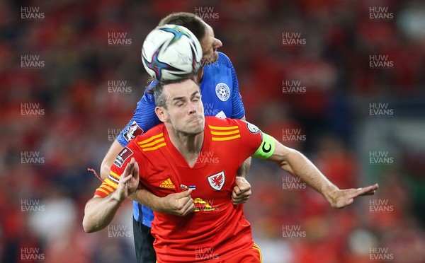 080921 - Wales v Estonia, World Cup 2022 Qualifying - Gareth Bale of Wales and Karol Mets of Estonia compete for the ball