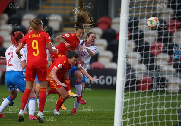 221020 - Wales Women v Faroe Islands - European Women's Championship Qualifier - Natasha Harding of Wales scores their third goal