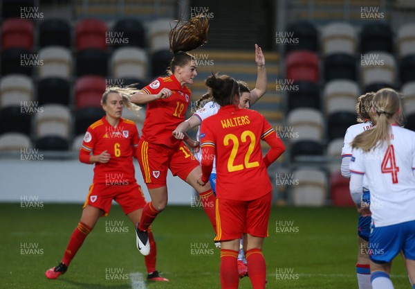 221020 - Wales Women v Faroe Islands - European Women's Championship Qualifier - Lily Woodham of Wales scores a goal