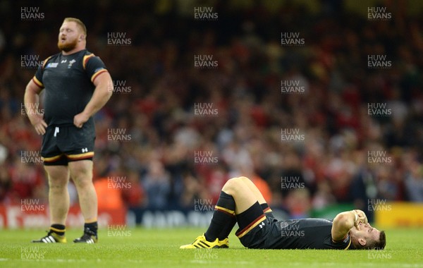 011015 - Wales v Fiji - Rugby World Cup 2015 -Samson Lee and Gareth Davies of Wales at the end of the game