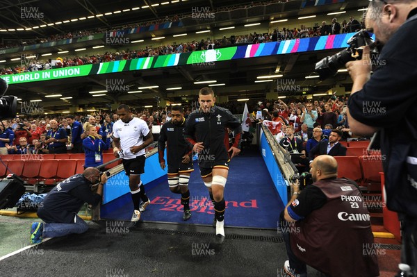 011015 - Wales v Fiji - Rugby World Cup 2015 -Taulupe Faletau and Dan Lydiate of Wales lead out there side for their 50th caps