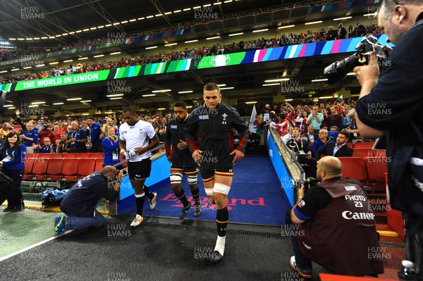 011015 - Wales v Fiji - Rugby World Cup 2015 -Taulupe Faletau and Dan Lydiate of Wales lead out there side for their 50th caps