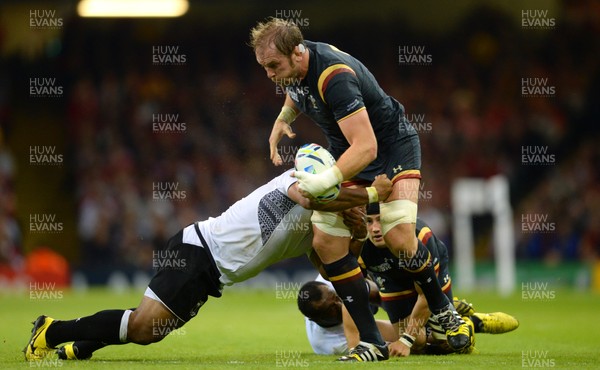 011015 - Wales v Fiji - Rugby World Cup 2015 -Alun Wyn Jones of Wales is tackled by Sunia Koto of Fiji