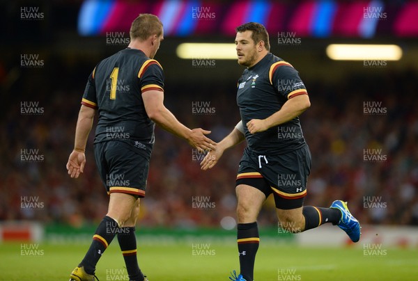 011015 - Wales v Fiji - Rugby World Cup 2015 -Gethin Jenkins of Wales is replaced by Aaron Jarvis