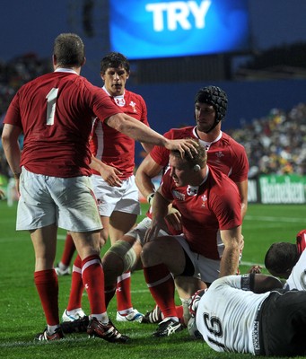 02.10.11 - Wales v Fiji - Rugby World Cup 2011 - Lloyd Burns of Wales scores try. 