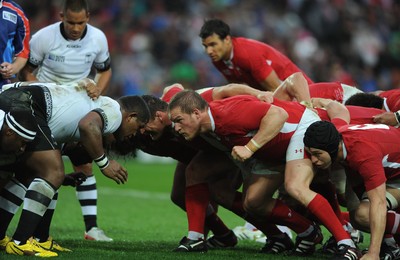 02.10.11 - Wales v Fiji - Rugby World Cup 2011 - Gethin Jenkins and Ryan Jones of Wales. 