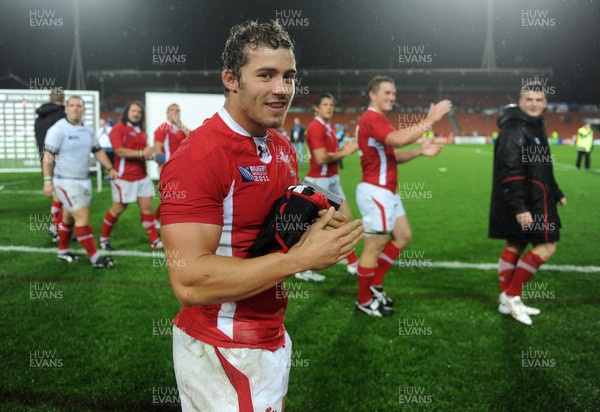 02.10.11 - Wales v Fiji - Rugby World Cup 2011 - Leigh Halfpenny of Wales celebrates at the end of the game. 