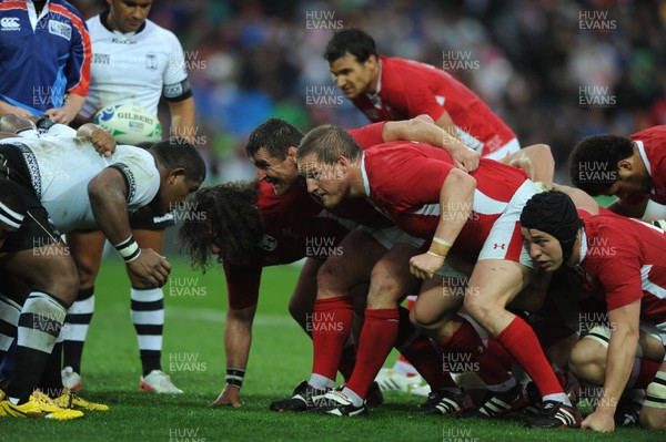 02.10.11 - Wales v Fiji - Rugby World Cup 2011 - Adam Jones, Huw Bennett, Gethin Jenkins and Ryan Jones of Wales. 