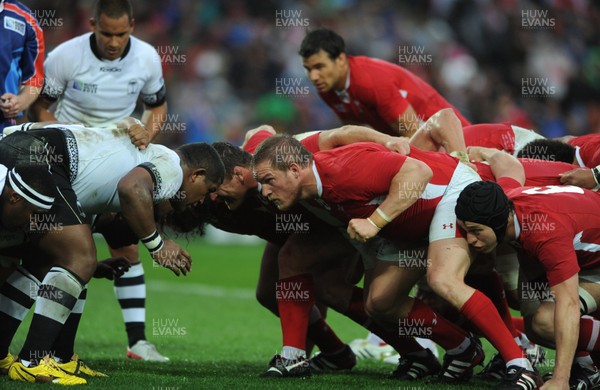 02.10.11 - Wales v Fiji - Rugby World Cup 2011 - Gethin Jenkins and Ryan Jones of Wales. 