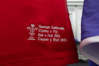 060925 - Wales v Fiji, Women’s Rugby World Cup - Hannah Dallavalle’s match shirt in the Wales changing room ahead of the match