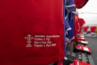 060925 - Wales v Fiji, Women’s Rugby World Cup - Jasmine Joyce-Butchers’ match shirt in the Wales changing room ahead of the match