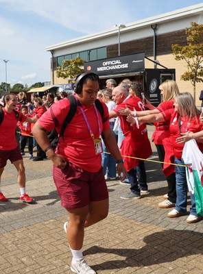 060925 - Wales v Fiji, Women’s Rugby World Cup - Sisilia Tuipulotu of Wales arrives at the stadium ahead of the match