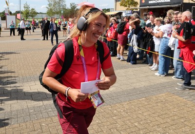 060925 - Wales v Fiji, Women’s Rugby World Cup - Georgia Evans of Wales arrives at the stadium ahead of the match