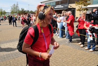 060925 - Wales v Fiji, Women’s Rugby World Cup - Georgia Evans of Wales arrives at the stadium ahead of the match