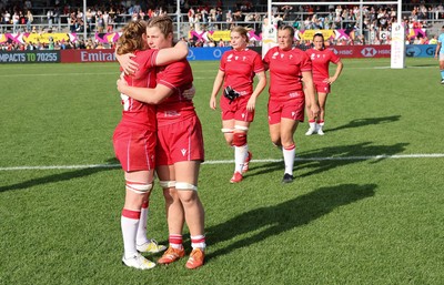 060925 - Wales v Fiji, Women’s Rugby World Cup -Kate Williams of Wales with Abbie Fleming of Wales at the end of the match