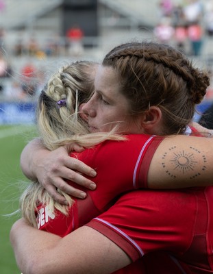 060925 - Wales v Fiji, Women’s Rugby World Cup - Wales co-captains Kate Williams and Alex Callender at the end of the match