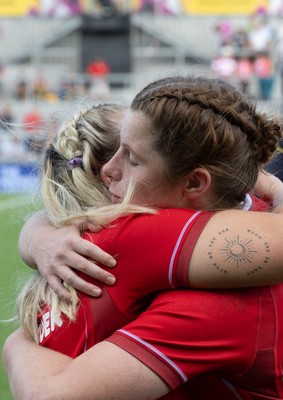 060925 - Wales v Fiji, Women’s Rugby World Cup - Wales co-captains Kate Williams and Alex Callender at the end of the match