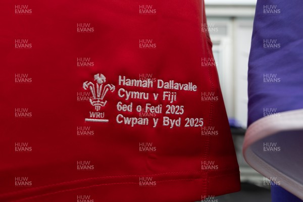 060925 - Wales v Fiji, Women’s Rugby World Cup - Hannah Dallavalle’s match shirt in the Wales changing room ahead of the match