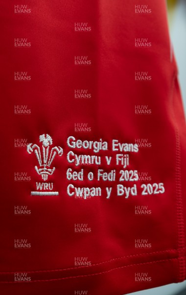 060925 - Wales v Fiji, Women’s Rugby World Cup - Georgia Evans’ match shirt in the Wales changing room ahead of the match