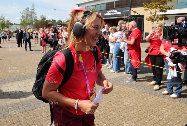 060925 - Wales v Fiji, Women’s Rugby World Cup - Georgia Evans of Wales arrives at the stadium ahead of the match