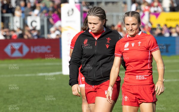 060925 - Wales v Fiji, Women’s Rugby World Cup - Maisie Davies of Wales and Jasmine Joyce-Butchers of Wales at the end of the match