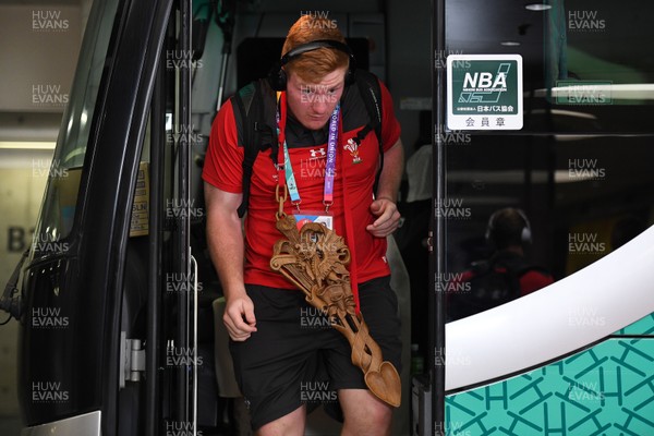 091019 - Wales v Fiji - Rugby World Cup - Pool D - Rhys Carre of Wales steps off the bus