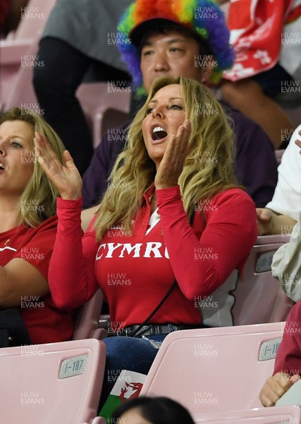 091019 - Wales v Fiji - Rugby World Cup - Pool D - Carol Vorderman cheers on Wales during the game