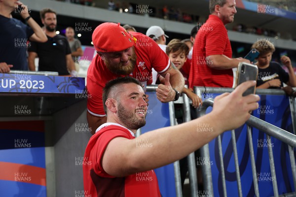 100923 - Wales v Fiji - Rugby World Cup 2023 - Pool C - Gareth Thomas of Wales with fans