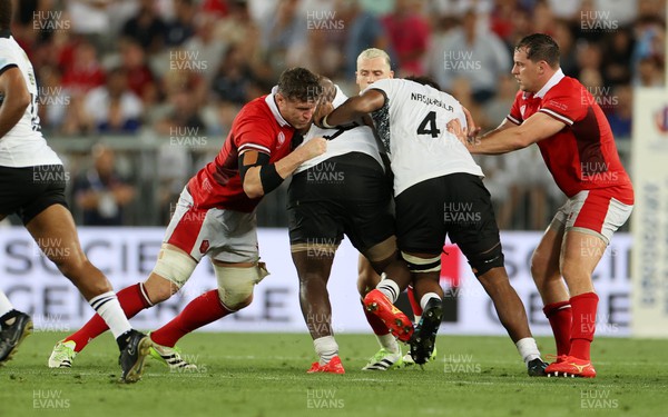 100923 - Wales v Fiji - Rugby World Cup 2023 - Pool C - Will Rowlands of Wales makes a tackle