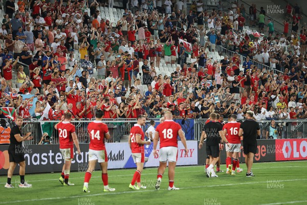 100923 - Wales v Fiji - Rugby World Cup 2023 - Pool C - Wales thank the fans at full time