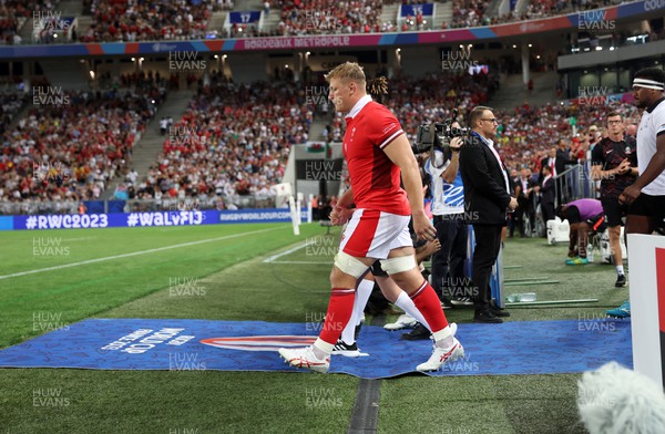 100923 - Wales v Fiji - Rugby World Cup 2023 - Pool C - Jac Morgan of Wales walks onto the field