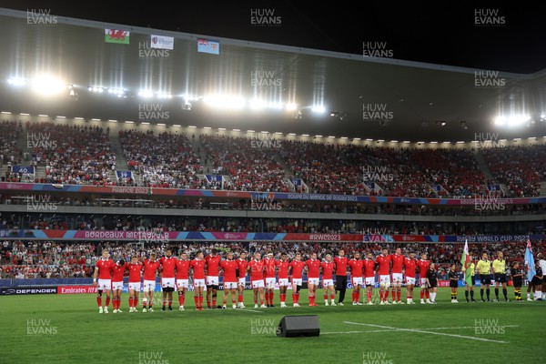 100923 - Wales v Fiji - Rugby World Cup 2023 - Pool C - Wales sing the anthem
