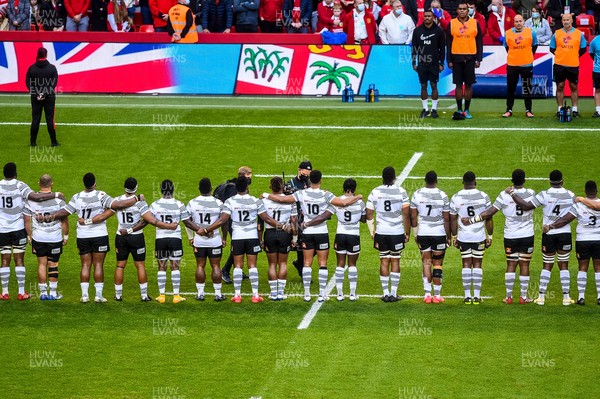141121 - Wales v Filji - Autumn Nations Series - Fiji line up for the anthems 