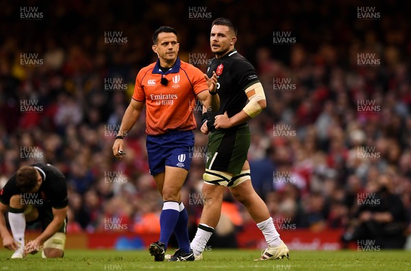 141121 - Wales v Fiji - Autumn Nations Series - Ellis Jenkins of Wales and Referee Nic Berry